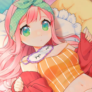 A piece featuring my original character and mascot Kuri in cozy, casual attire laying on a bed.
